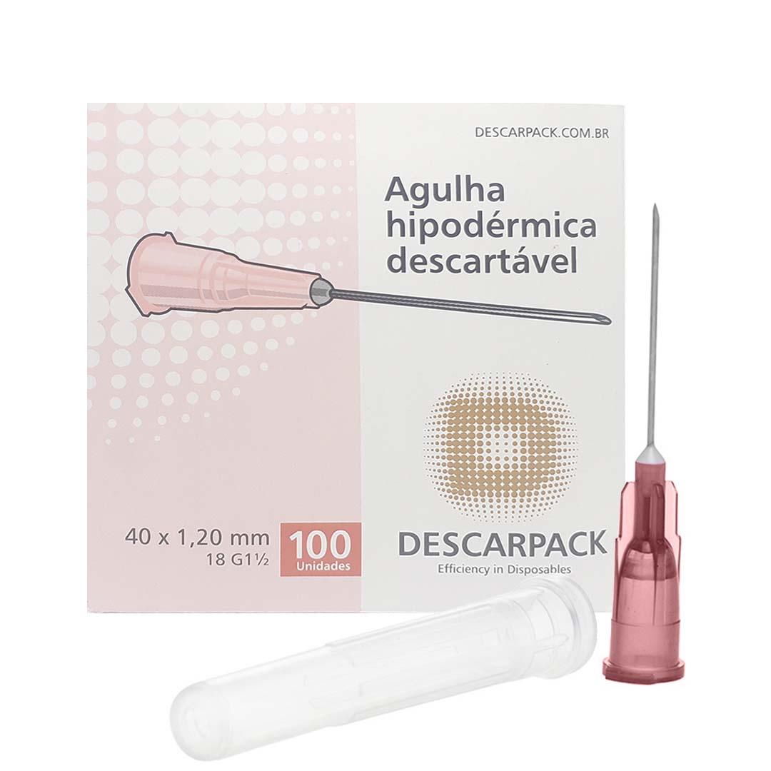 Agulha Hipodérmica Descartável Descarpack 40x1,20mm 100un